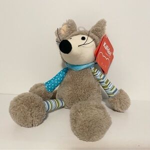 Kalidou Gray Mouse Plush Doudou Lovey Toy Blue Stripes Polka Dots Stuffed Animal